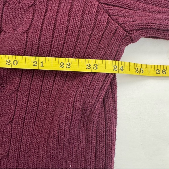Vtg Eddie Bauer Plum Cable Knit Sweater Men’s XLT Tall XL Burgundy 100% Cotton - Picture 8 of 8